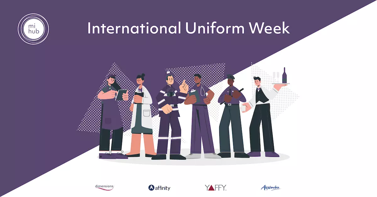 A group of illustrated people in uniform.